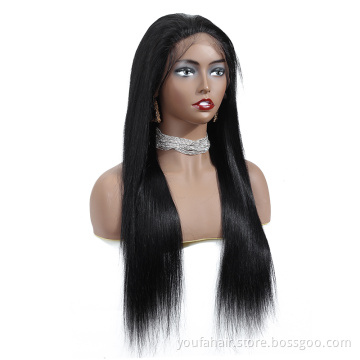 Natural Straight Brazilian Human Hair Transparent Glueless 13x4 13x6 Swiss Lace Closure Frontal Wigs Baby Hair for Black Women